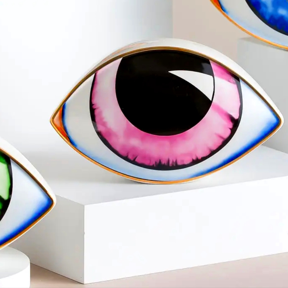 NWT Evil Eye Pink Ceramic Statue